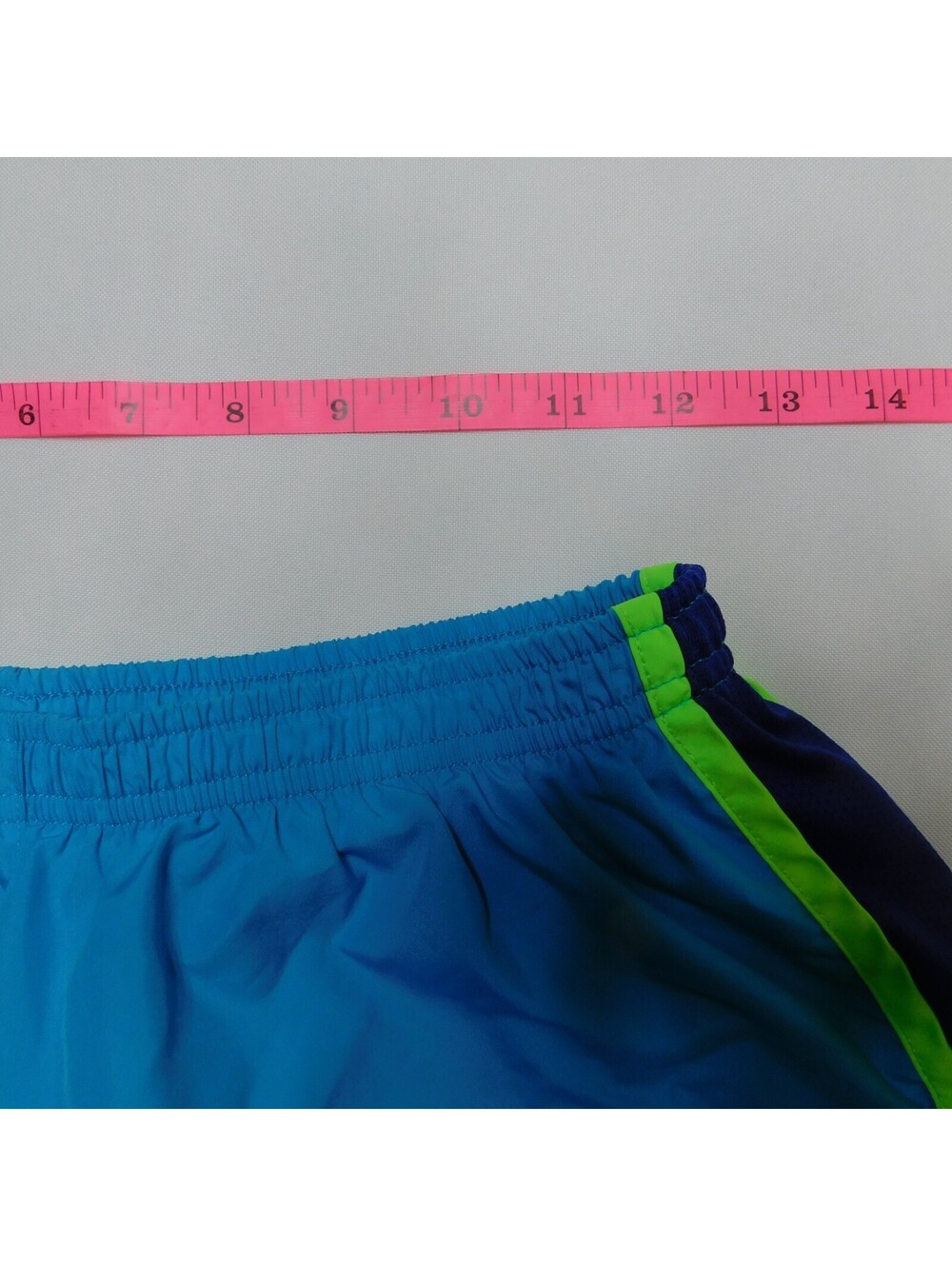 Nike Tempo Dri Fit Running Shorts Womens Medium M Blue Lime Green Athletic - Picture 5 of 8